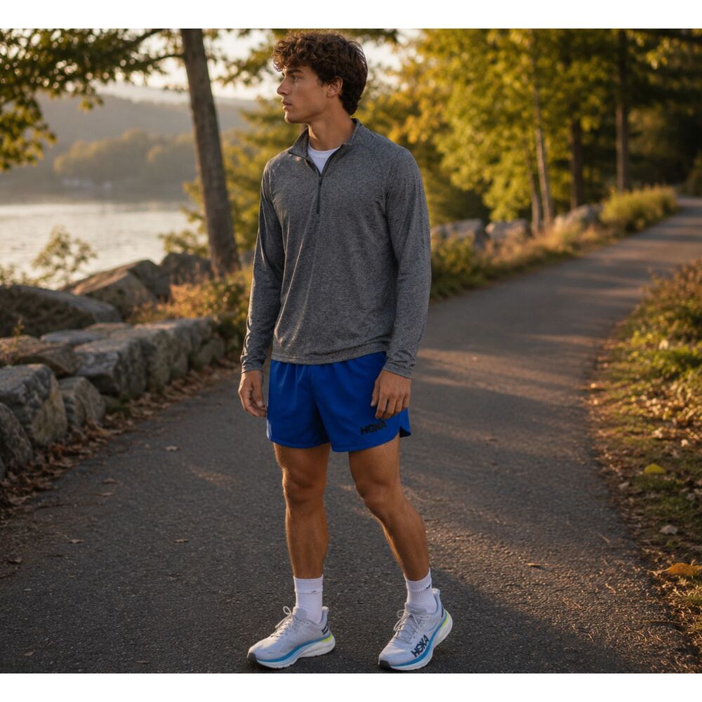 HOKA ONE ONE Shorts Mens Small Blue Running Quick Dry Elastic Waist Pockets